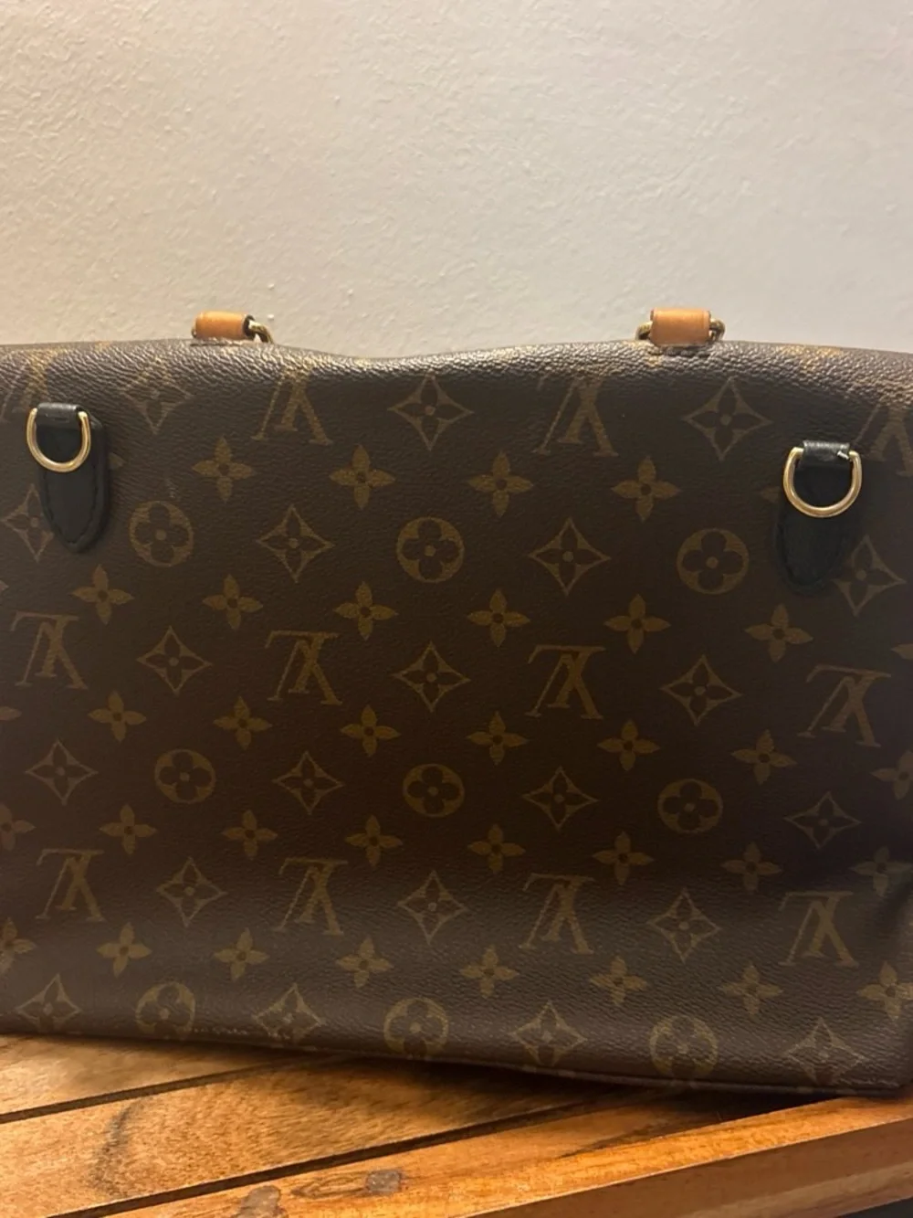 Louis Vuitton Brown Monogram Satchel with Gold Hardware